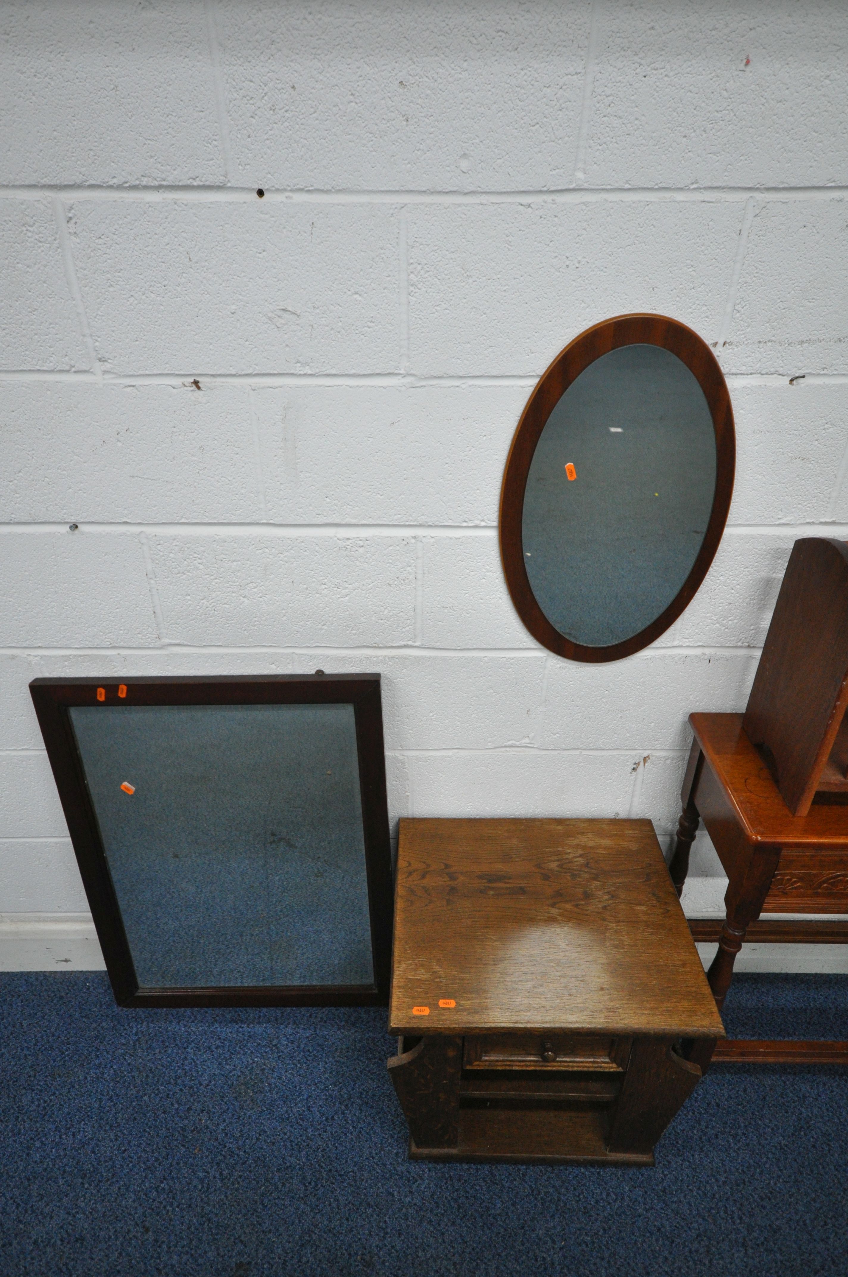 A SELECTION OF OCCASIONAL FURNITURE, to include a 20th century oak side table, with two frieze - Image 3 of 7