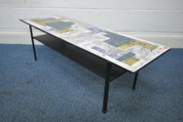 JOHN PIPER FOR TERENCE CONRAN: A 'LONDON SKYLINE' TWO TIER COFFEE TABLE, depicting London landmarks,