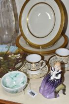 A GROUP OF CERAMICS AND GLASS WARES, comprising a Royal Doulton bowl with thick white and green