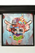 ZINSKY (BRITISH CONTEMPORARY) 'FRESH', a colourful graffiti portrait, signed bottom left, mixed