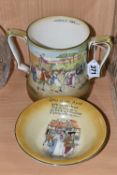 A BURLEIGH WARE LOVING CUP/TANKARD, 'Harvest Home', decorated with a rural village harvest scene,