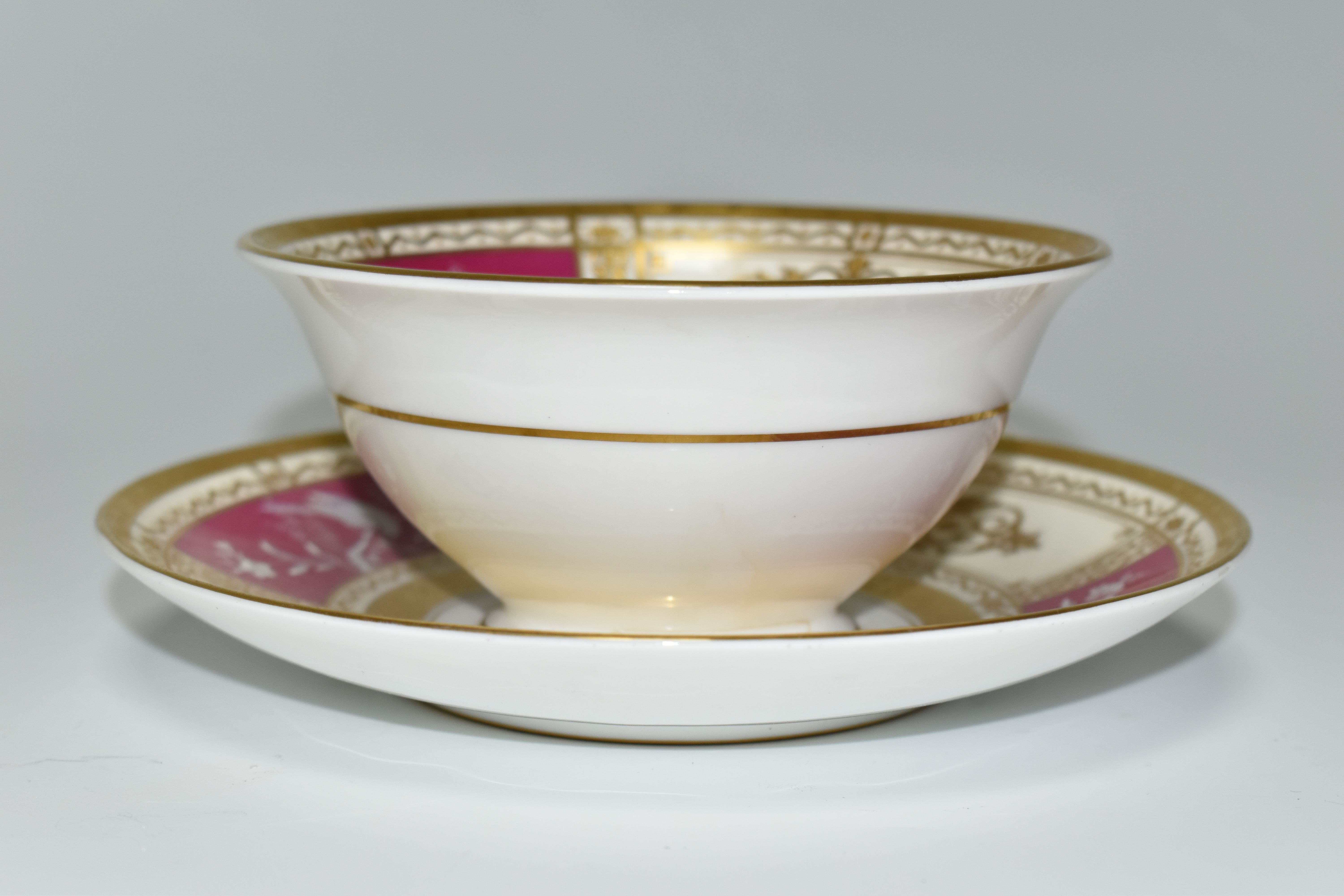 A MINTON PATE SUR PATE BREAKFAST CUP AND SAUCER, PATTERN NO. H5103, EACH PIECE DECORATED WITH TWO - Image 3 of 5