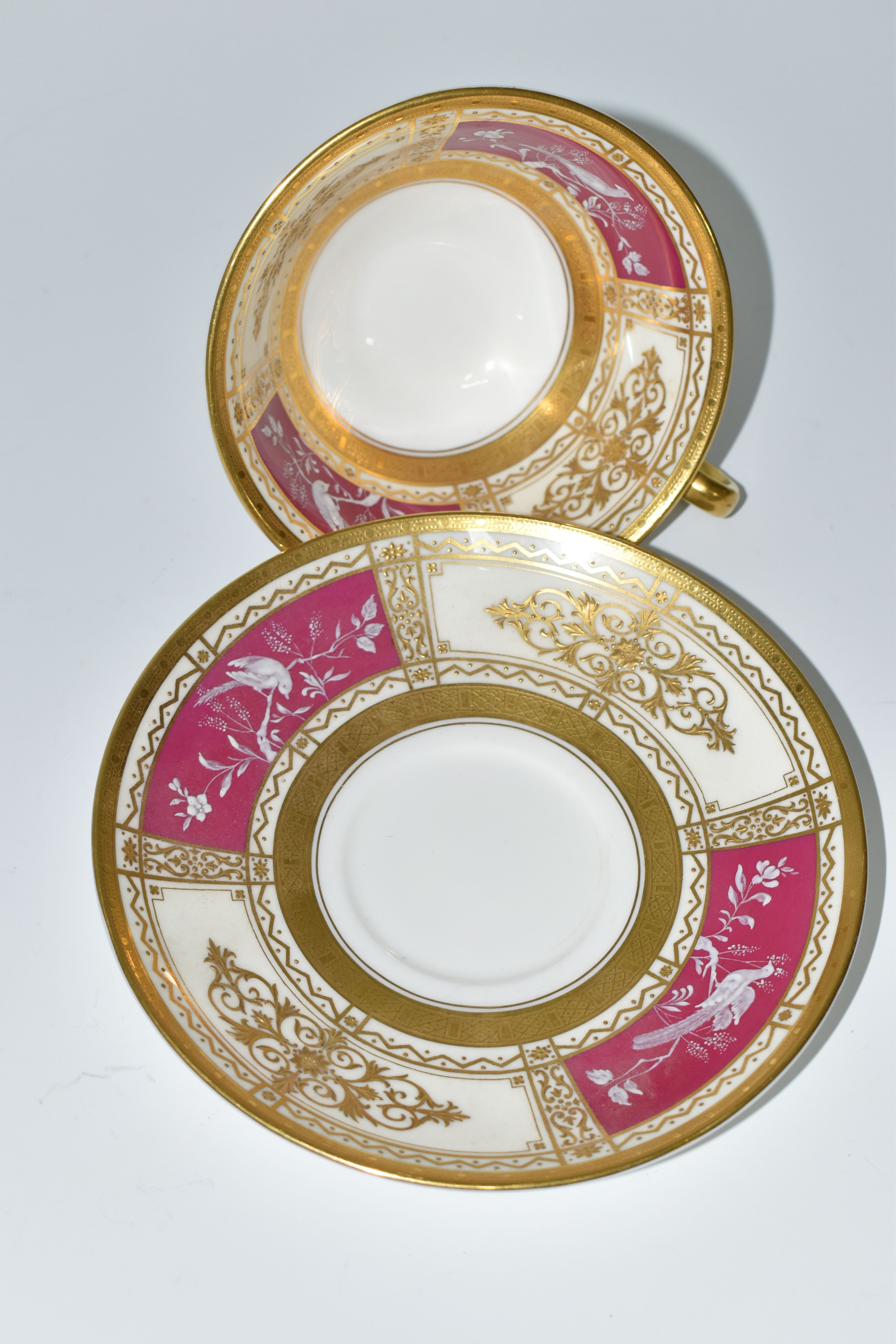 A MINTON PATE SUR PATE BREAKFAST CUP AND SAUCER, PATTERN NO. H5103, EACH PIECE DECORATED WITH TWO - Image 2 of 5