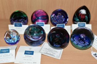 EIGHT CAITHNESS GLASS PAPERWEIGHTS, five are limited editions, comprising 'Flower of Scotland',