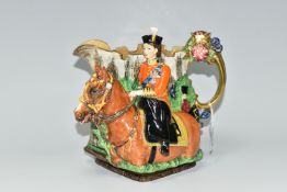 A BURLEIGH WARE RELIEF MOULDED JUG COMMEMORATING THE CORONATION OF HER MAJESTY QUEEN ELIZABETH II,