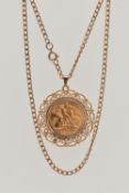 A HALF SOVEREIGN PENDANT AND CHAIN, half sovereign depicting Queen Elizabeth II obverse, George