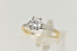 A SINGLE STONE DIAMOND RING, the brilliant cut diamond within a six claw setting, estimated