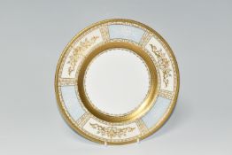 A MINTON PATE SUR PATE PLATE, PATTERN NO.H5321, DECORATED WITH THREE PANELS OF BOWLS OF FRUIT AND