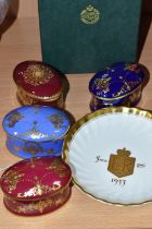 A COLLECTION OF MINTON TRINKET BOXES, comprising four trinket boxes of oval form, pattern T1019 with