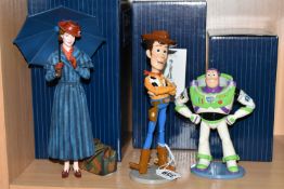 THREE BOXED DISNEY SHOWCASE COLLECTION FIGURES, comprising Buzz Lightyear 4054878, Woody 4054877,