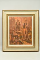 PETER KNOX (BRITISH 1942) 'THE SQUAD, NIGHT SHIFT', three male figures are depicted in an industrial