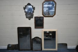 A SELECTION OF VARIOUS MIRRORS, to include three dressing mirrors, largest 68cm x 121cm, a modern