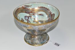A WEDGWOOD DRAGON LUSTRE WARE PEDESTAL BOWL, in pattern no Z4831, the interior decorated with a