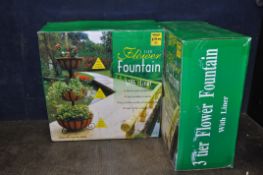 TWO BOXED WILKINSON 3 TIER FLOWER FOUNTAINS with liners