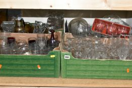 SIX BOXES AND LOOSE GLASS WARES ETC, to include six boxed Luminarc green Stockholm glasses, four