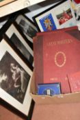 A BOX AND LOOSE PICTURES AND BOOKS, comprising a Great Masters 1400-1800 folder of art prints, seven