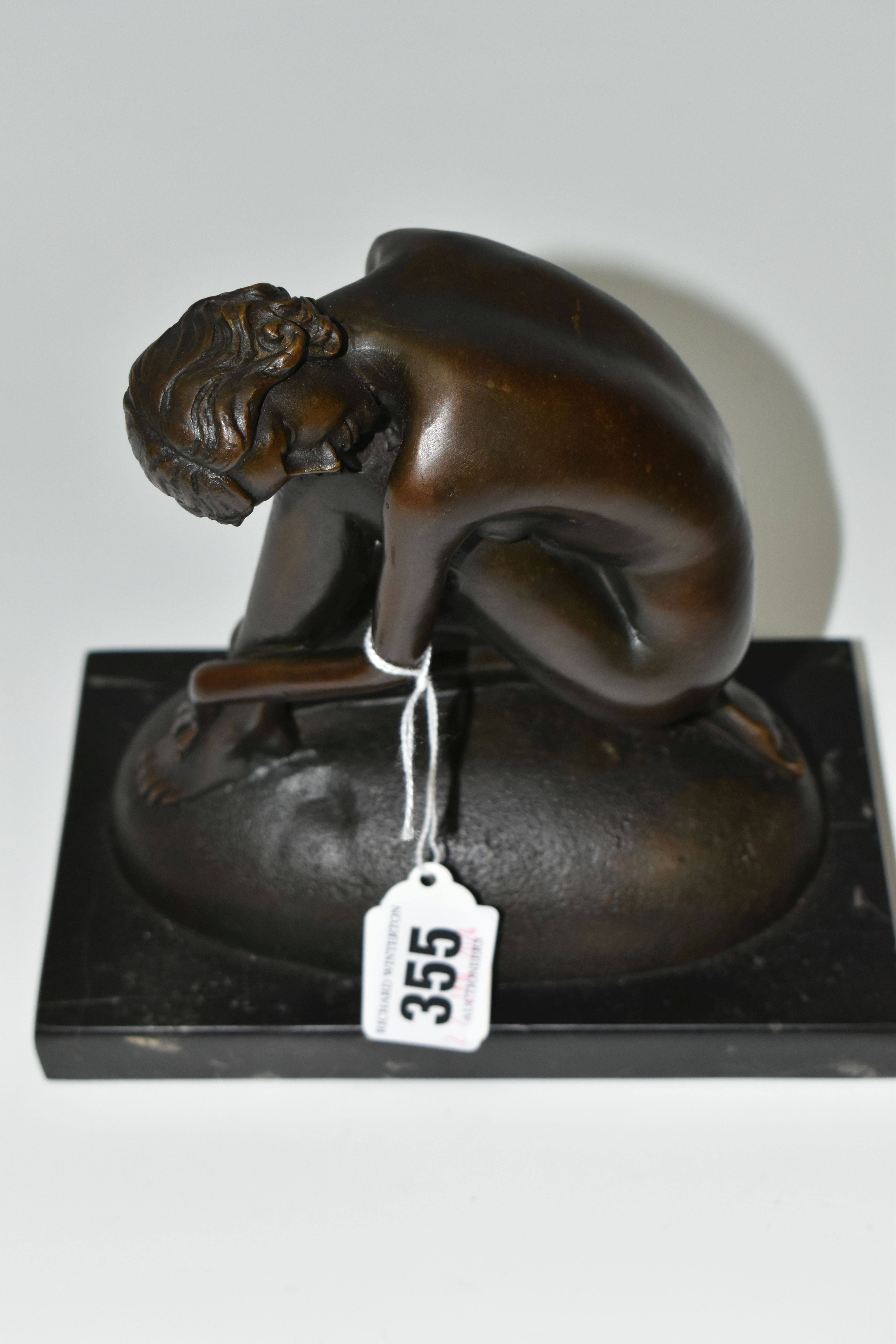 A BRONZE FIGURE OF AN EROTIC YOUNG WOMAN, created by Portuguese artist Milo, 'Dreaming', fixed to - Image 2 of 8