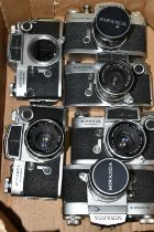 SIX VINTAGE MIRANDA CAMERA BODIES AND FIVE MIRANDA LENSES, comprising four Sensorex bodies - one