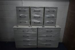 A MODERN FIVE PIECE BEDROOM SUITE, comprising two chest four of drawers, width 78cm x depth 41cm x