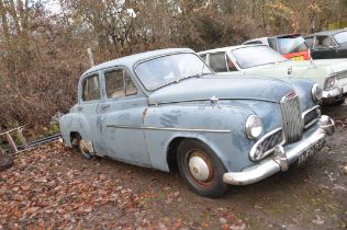 A 1953 HUMBER HAWK MkVI SALOON, registration number NFH 341, in Severn blue, manual gearbox with