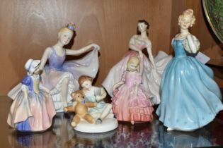 SIX ROYAL DOULTON FIGURINES, comprising Enchantment HN2178, The Polka HN2156, My Teddy HN2177,