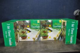 FOUR BOXED WILKINSON 3 TIER FLOWER FOUNTAINS with liners