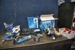 A COLLECTION OF FERREX, NUTOOL AND WICKES POWER TOOLS including a cordless drill, a cordless