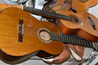 THREE ACOUSTIC GUITARS, comprising a Hokada guitar model 3182 (some chips and knocks to edges,