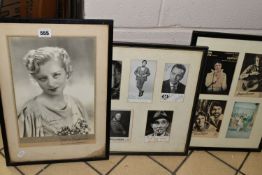 FRAMED ENTERTAINMENT MEMORABILIA, comprising a signed photograph of Evelyn Laye dated 1938,