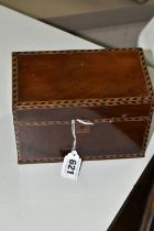 A GEORGIAN MAHOGANY TWO COMPARTMENT TEA CADDY, approximate dimensions H12cm x W18cm x D10cm,