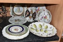 A GROUP OF NAMED CERAMICS, comprising a Royal Worcester dish 'Blind Earl' pattern, a Dresden