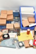 TWO PLASTIC CASES OF MIXED COINAGE, to include nine x silver proof Crowns Bahamas, Tuvalu, Kiribati,
