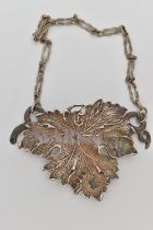 AN EARLY VICTORIAN SILVER DECANTER LABEL, open work and textured leaf label for 'Masala', hallmarked