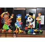FOUR BOXED DISNEY BRITTO FIGURES, comprising Peter Pan 4056846, Top Hat Mickey 6006083, Donald