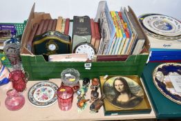 TWO BOXES AND LOOSE BOOKS, CERAMICS, GLASS AND DIECAST VEHICLES, to include twenty four books