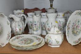 A COLLECTION OF AYNSLEY 'WILD TUDOR' GIFTWARE, seventeen pieces to include a table lamp, vases,