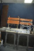 THREE BLACK AND DECKER WORKMATES, a platform ladder with Youngman board (missing bolts) a ladder