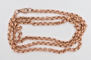 A 9CT ROSE GOLD BELCHER CHAIN, fitted with a lobster clasp, hallmarked 9ct Sheffield, length