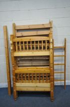 A MODERN PINE SINGLE BUNK BED (condition report: surface marks, scratches, missing bolts, other