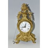 AN ITALIAN GILT METAL MANTEL CLOCK, Imperial comprising Rococo style legs and detail, height 35cm to