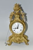AN ITALIAN GILT METAL MANTEL CLOCK, Imperial comprising Rococo style legs and detail, height 35cm to