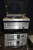 A VINTAGE SONY COMPONENT HI FI including a PS-333 turntable (working but requires new stylus, a TA-