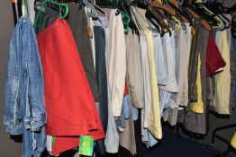 A LARGE QUANTITY OF GENTLEMEN'S TROUSERS AND JEANS, mostly waist size 36'' , checked, assorted