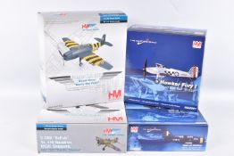 FOUR BOXED HOBBYMASTER AIR POWER SERIES DIECAST MODEL AIRCRAFTS, the first is a 1:48 scale B-