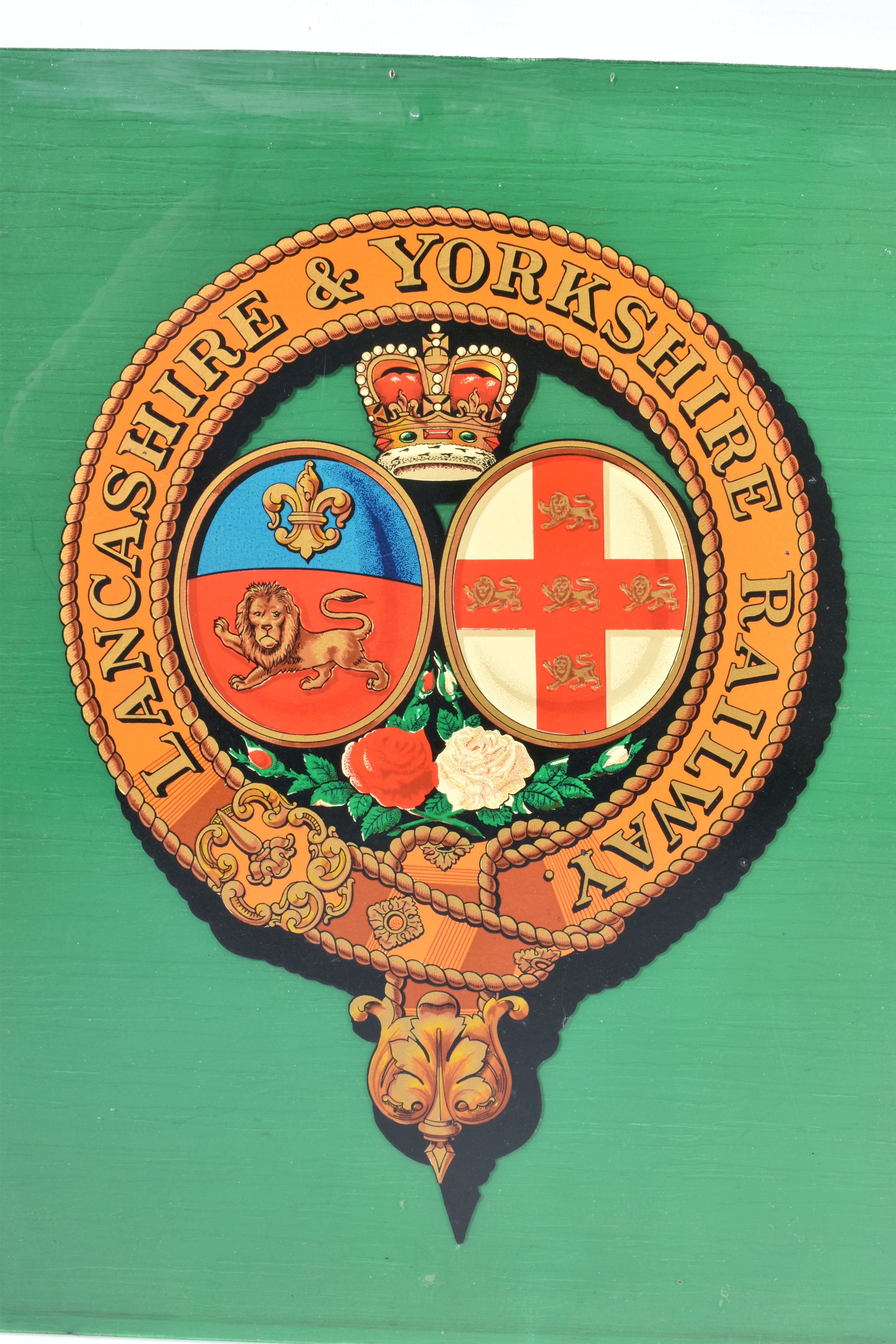 A LANCASHIRE & YORKSHIRE RAILWAY COAT OF ARMS TRANSFER, varnished and mounted on a plastic panel, - Image 2 of 2