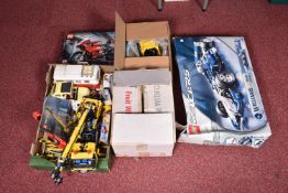 A COLLECTION OF BUILT LEGO, to include a Lego technic Mobile Crane, number 42108, with booklet no