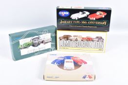 FOUR BOXED CORGI CLASSICS BRITISH SPORTS CAR GIFT SETS, Four Rally Cars, No.D53/1, Jaguar 'E' type