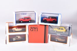 SEVEN BOXED 1:43 SCALE MODEL VEHICLES to include a NOREV Fiat Uno 3 Door 1983 in Red item no.