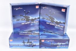 FOUR BOXED HOBBY MASTER 1:48 SCALE AIR POWER SERIES AIRCRAFT MODELS, to include a Supermarine