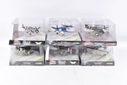 SIX BOXED CORGI 1:72 SCALE WWII LEGENDS RANGE MILITARY AIRCRAFT MODELS, to include a Chance Vought